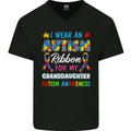 Autism Ribbon For My Granddaughter Autistic Mens V-Neck Cotton T-Shirt Black