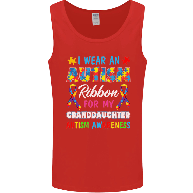 Autism Ribbon For My Granddaughter Autistic Mens Vest Tank Top Red