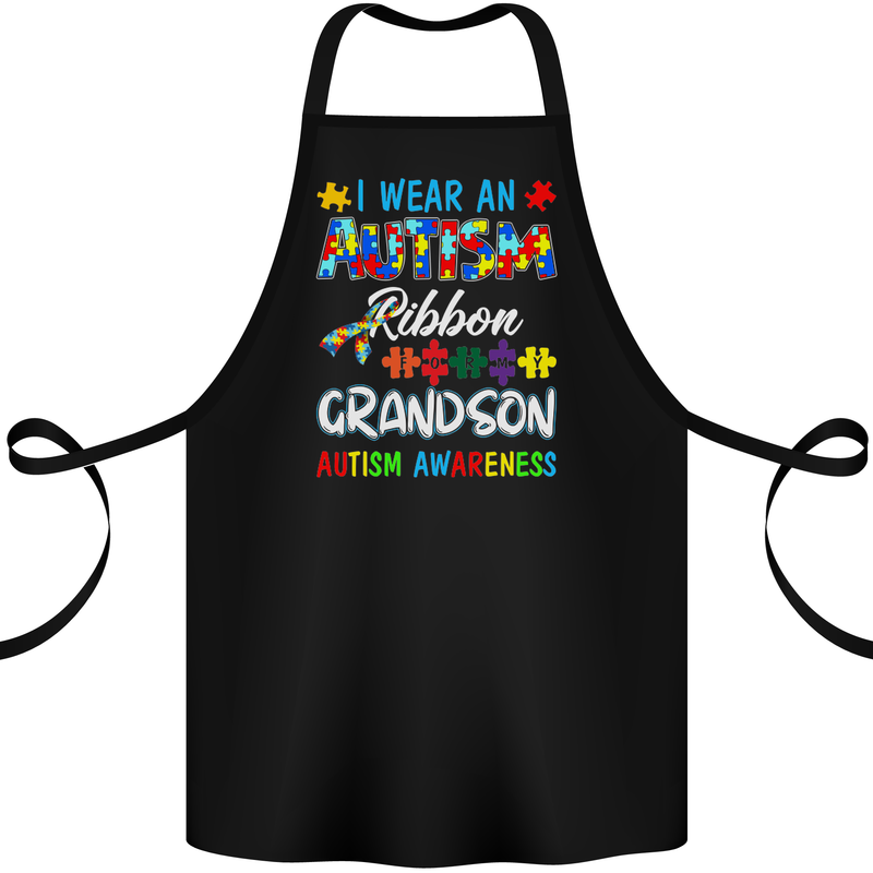 Autism Ribbon For My Grandson Autistic ASD Cotton Apron 100% Organic Black