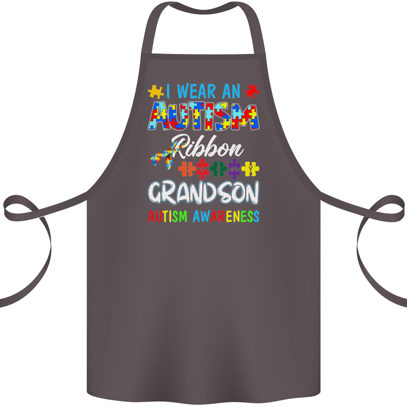 Autism Ribbon For My Grandson Autistic ASD Cotton Apron 100% Organic Dark Grey
