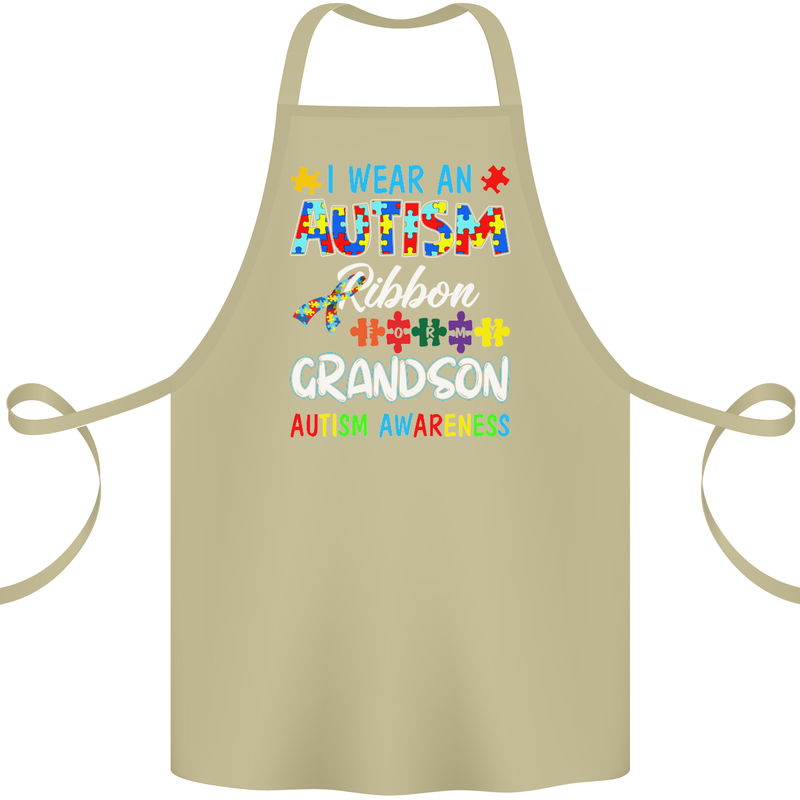 Autism Ribbon For My Grandson Autistic ASD Cotton Apron 100% Organic Khaki