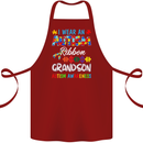 Autism Ribbon For My Grandson Autistic ASD Cotton Apron 100% Organic Maroon