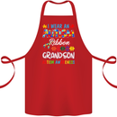 Autism Ribbon For My Grandson Autistic ASD Cotton Apron 100% Organic Red