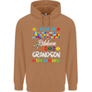 Autism Ribbon For My Grandson Autistic ASD Mens 80% Cotton Hoodie Caramel Latte