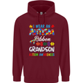 Autism Ribbon For My Grandson Autistic ASD Mens 80% Cotton Hoodie Maroon