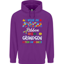 Autism Ribbon For My Grandson Autistic ASD Mens 80% Cotton Hoodie Purple