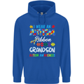 Autism Ribbon For My Grandson Autistic ASD Mens 80% Cotton Hoodie Royal Blue