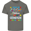 Autism Ribbon For My Grandson Autistic ASD Mens Cotton T-Shirt Tee Top Charcoal