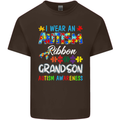 Autism Ribbon For My Grandson Autistic ASD Mens Cotton T-Shirt Tee Top Dark Chocolate
