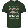 Autism Ribbon For My Grandson Autistic ASD Mens Cotton T-Shirt Tee Top Forest Green