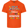 Autism Ribbon For My Grandson Autistic ASD Mens Cotton T-Shirt Tee Top Orange