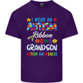 Autism Ribbon For My Grandson Autistic ASD Mens Cotton T-Shirt Tee Top Purple