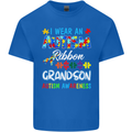 Autism Ribbon For My Grandson Autistic ASD Mens Cotton T-Shirt Tee Top Royal Blue