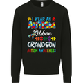 Autism Ribbon For My Grandson Autistic ASD Mens Sweatshirt Jumper Black