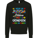 Autism Ribbon For My Grandson Autistic ASD Mens Sweatshirt Jumper Black