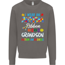 Autism Ribbon For My Grandson Autistic ASD Mens Sweatshirt Jumper Charcoal