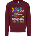 Autism Ribbon For My Grandson Autistic ASD Mens Sweatshirt Jumper Maroon