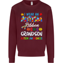 Autism Ribbon For My Grandson Autistic ASD Mens Sweatshirt Jumper Maroon