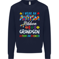 Autism Ribbon For My Grandson Autistic ASD Mens Sweatshirt Jumper Navy Blue