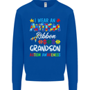 Autism Ribbon For My Grandson Autistic ASD Mens Sweatshirt Jumper Royal Blue