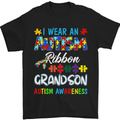 Autism Ribbon For My Grandson Autistic ASD Mens T-Shirt Cotton Gildan Black