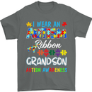 Autism Ribbon For My Grandson Autistic ASD Mens T-Shirt Cotton Gildan Charcoal