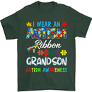 Autism Ribbon For My Grandson Autistic ASD Mens T-Shirt Cotton Gildan Forest Green