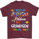 Autism Ribbon For My Grandson Autistic ASD Mens T-Shirt Cotton Gildan Maroon