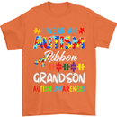 Autism Ribbon For My Grandson Autistic ASD Mens T-Shirt Cotton Gildan Orange