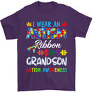 Autism Ribbon For My Grandson Autistic ASD Mens T-Shirt Cotton Gildan Purple