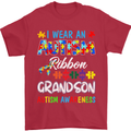 Autism Ribbon For My Grandson Autistic ASD Mens T-Shirt Cotton Gildan Red