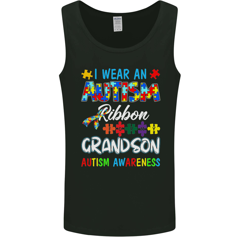 Autism Ribbon For My Grandson Autistic ASD Mens Vest Tank Top Black