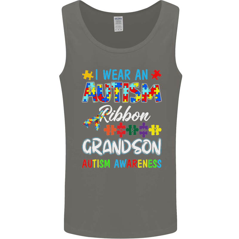 Autism Ribbon For My Grandson Autistic ASD Mens Vest Tank Top Charcoal