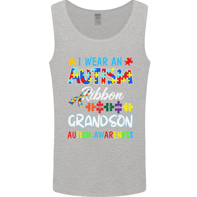 Autism Ribbon For My Grandson Autistic ASD Mens Vest Tank Top Sports Grey