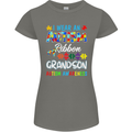Autism Ribbon For My Grandson Autistic ASD Womens Petite Cut T-Shirt Charcoal