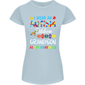 Autism Ribbon For My Grandson Autistic ASD Womens Petite Cut T-Shirt Light Blue
