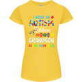 Autism Ribbon For My Grandson Autistic ASD Womens Petite Cut T-Shirt Yellow