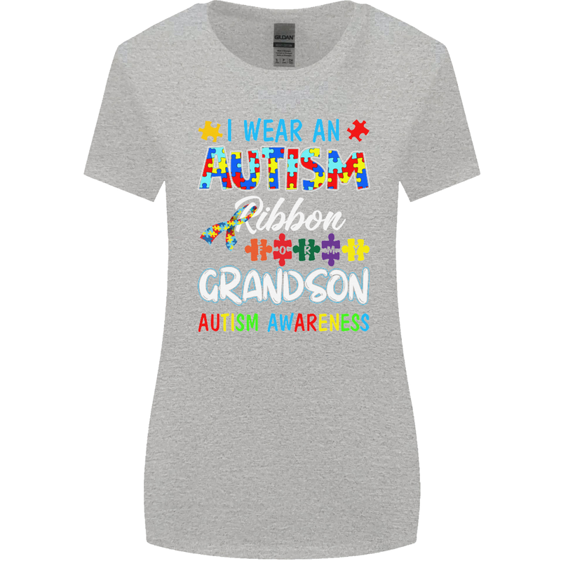 Autism Ribbon For My Grandson Autistic ASD Womens Wider Cut T-Shirt Sports Grey