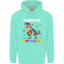 Autism T-Rex Embrace Differences Autistic Childrens Kids Hoodie Peppermint