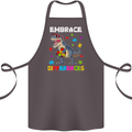 Autism T-Rex Embrace Differences Autistic Cotton Apron 100% Organic Dark Grey