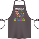 Autism T-Rex Embrace Differences Autistic Cotton Apron 100% Organic Dark Grey