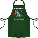 Autism T-Rex Embrace Differences Autistic Cotton Apron 100% Organic Forest Green