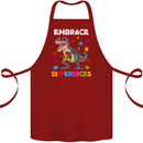 Autism T-Rex Embrace Differences Autistic Cotton Apron 100% Organic Maroon