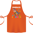 Autism T-Rex Embrace Differences Autistic Cotton Apron 100% Organic Orange