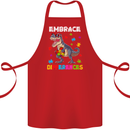 Autism T-Rex Embrace Differences Autistic Cotton Apron 100% Organic Red