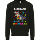 Autism T-Rex Embrace Differences Autistic Kids Sweatshirt Jumper Black