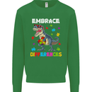 Autism T-Rex Embrace Differences Autistic Kids Sweatshirt Jumper Irish Green