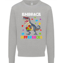 Autism T-Rex Embrace Differences Autistic Kids Sweatshirt Jumper Sports Grey