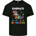 Autism T-Rex Embrace Differences Autistic Kids T-Shirt Childrens Black