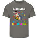 Autism T-Rex Embrace Differences Autistic Kids T-Shirt Childrens Charcoal